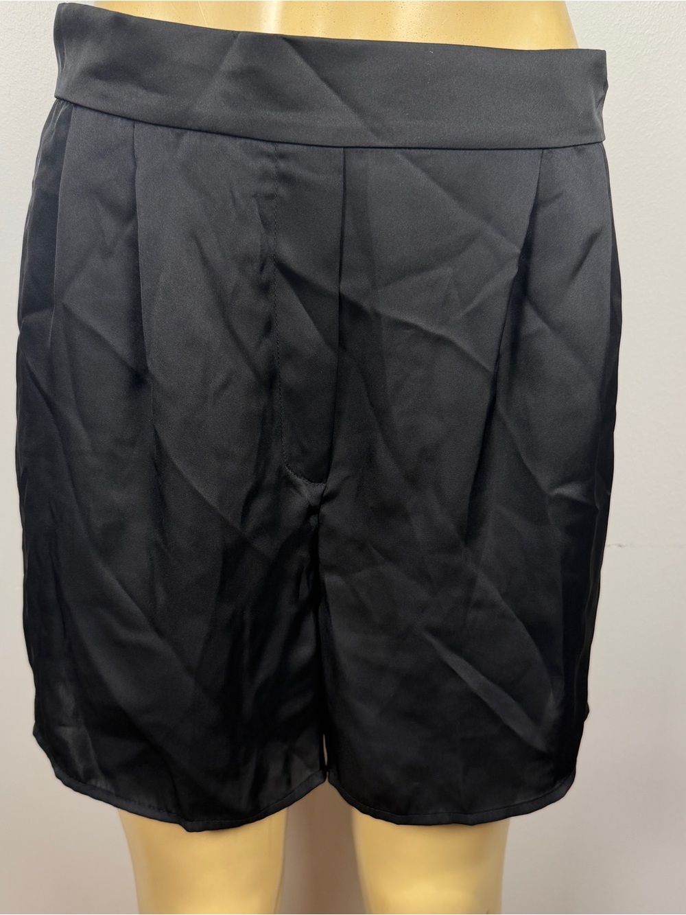 New H&M Loose Satin Dress Shorts Sz L M Black Minimalist Luxury